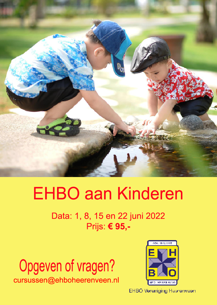 Flyer Eerste hulp aan kinderen EHBO Vereniging Heerenveen